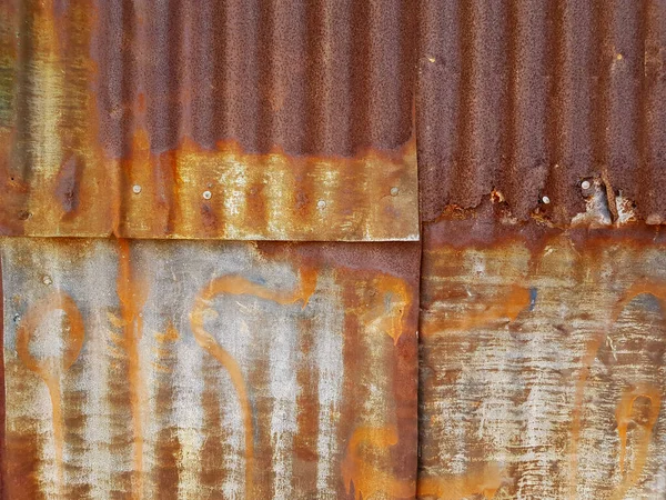 Velho Rusty Ondulado Folha Ferro Textura Fundo — Fotografia de Stock