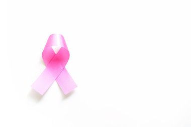Beyaz arka planda pembe kurdele. Kanser günü. Kanser kavramı