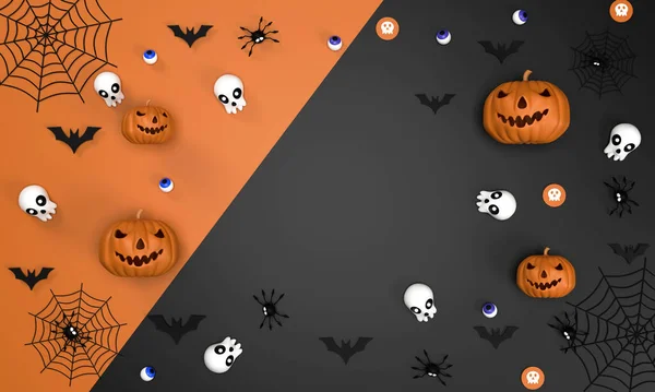 Halloween Festival Background Orange Black Color Background Ghost Pumpkin Bats — 스톡 사진