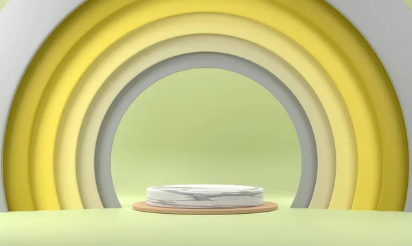 Подиум Мраморного Круга Полукруглое Кольцо Окружает Современных Цветовых Тонах — стоковое фото
