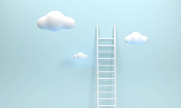 3D. Stairs and clouds represent effort. success at work