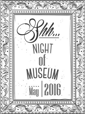 Bir müze için bir resim çerçevesindeki gece için davet