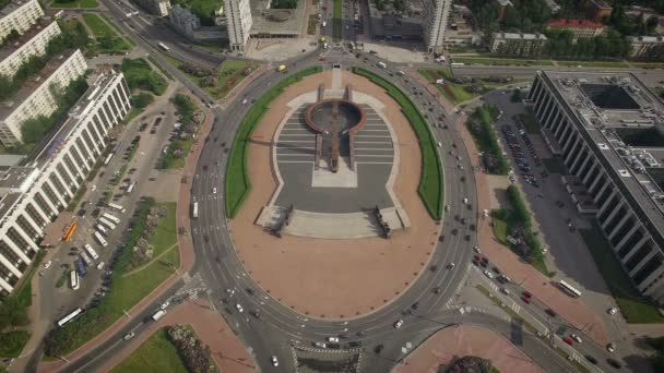 胜利广场 Ploschad Pobedy、 圣彼得堡，俄罗斯圣彼得堡-2016 年 6 月-鸟瞰图 — 图库视频影像