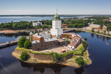 Aerial view of Vyborg castle clipart