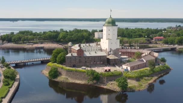 Luftaufnahme der Burg Wyborg — Stockvideo