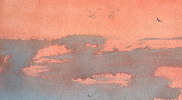 水彩の夕焼け空 — ストック写真