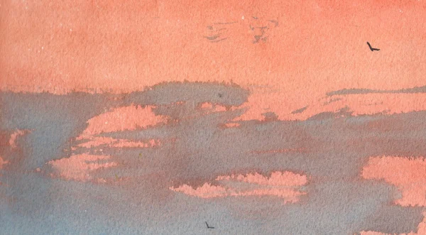 Aquarelle coucher de soleil ciel — Photo