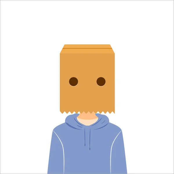 Ένα Αρσενικό Ένα Κουτί Στο Κεφάλι Του Μεμονωμένη Απεικόνιση Διανύσματος — Διανυσματικό Αρχείο