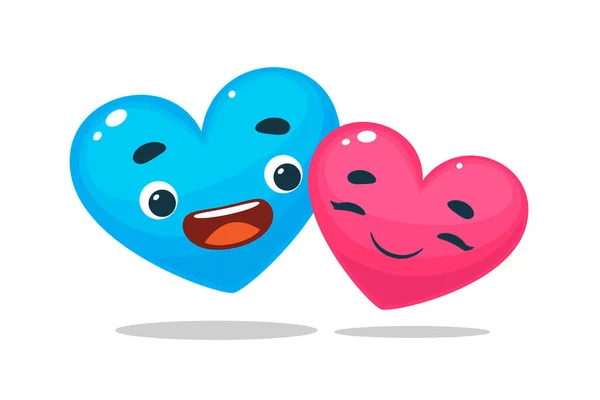 Corações Felizes Azul Rosa Ilustração Vectorial Isolada — Vetor de Stock