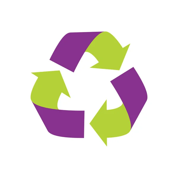 Знак Переробки Фіолетовий Зелений Ізольовані Векторні Ілюстрації — стоковий вектор