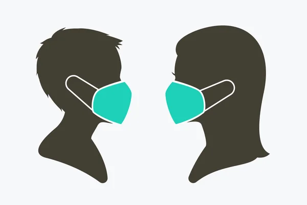 Couple Porte Masque Illustration Vectorielle Isolée — Image vectorielle