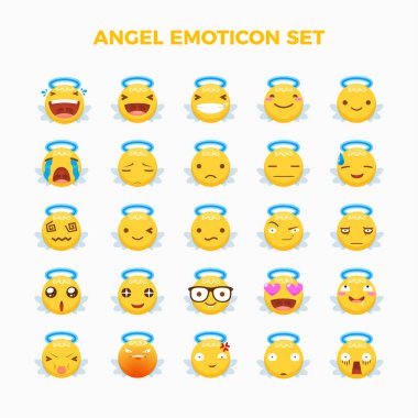 Moticon melek seti. izole Vektör İllüstrasyonu