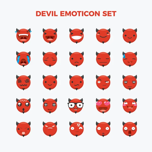 Conjunto Emoticones Del Diablo Ilustración Vectorial Aislada — Vector de stock
