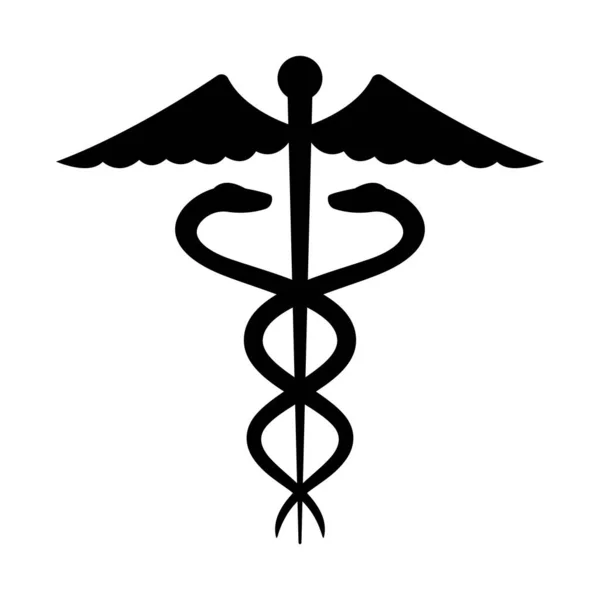 Tecknet Caduceus Isolerad Vektorillustration — Stock vektor