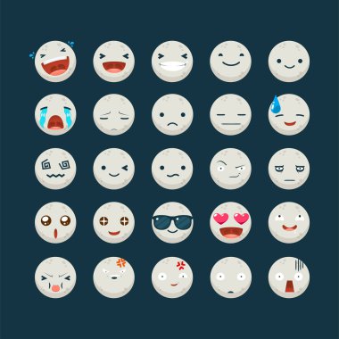 Ay 'ın ikon kümesi. Vektör İllüstrasyonu