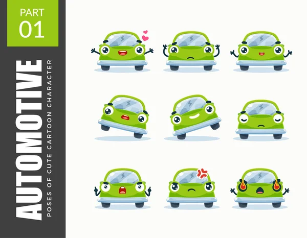 Emoticon Set Car First Set Vector Illustration — Stock Vector