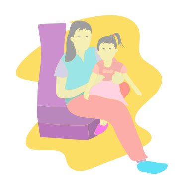Anne ve çocuğun çizim vektörü
