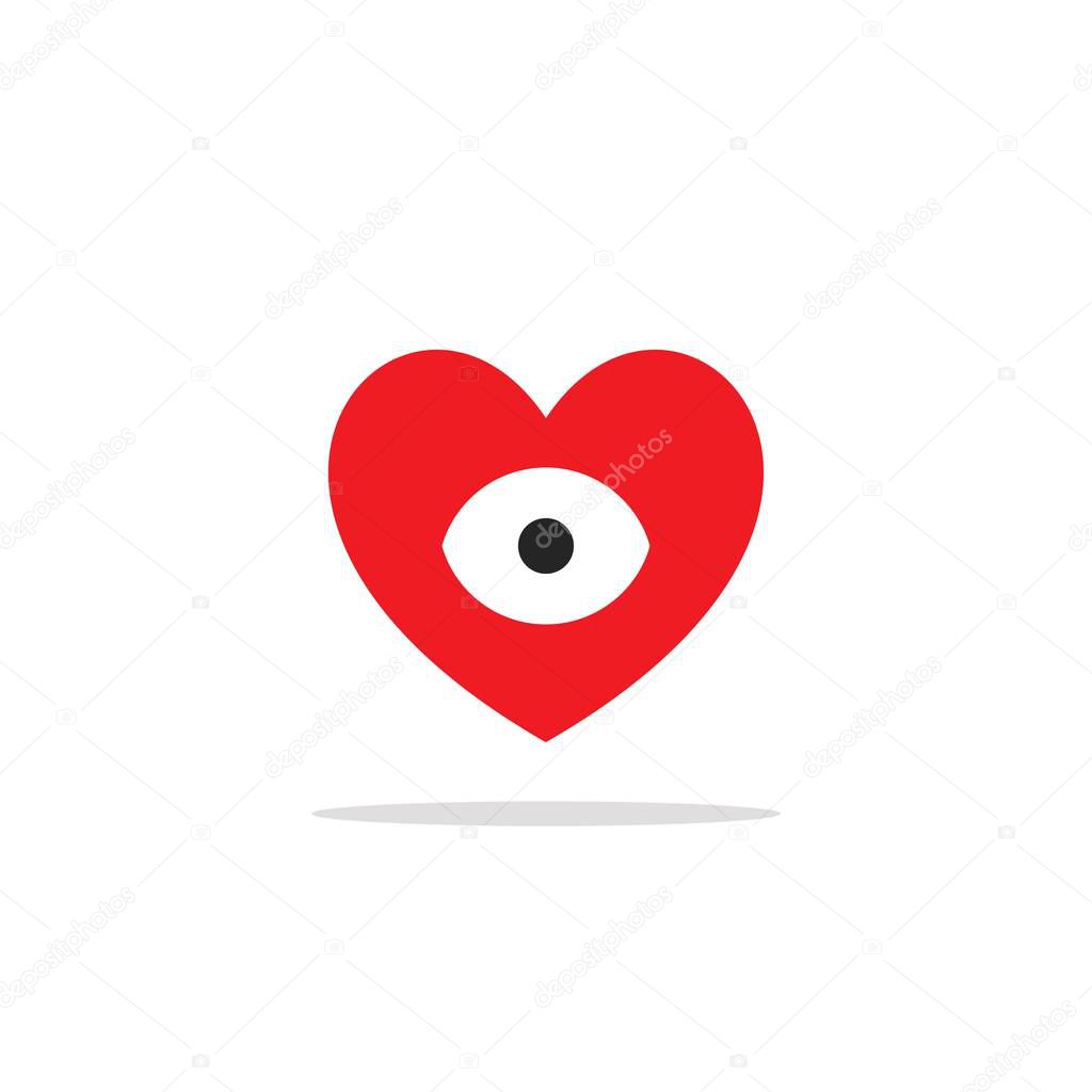 Simple and attractive heart eye illustration logo