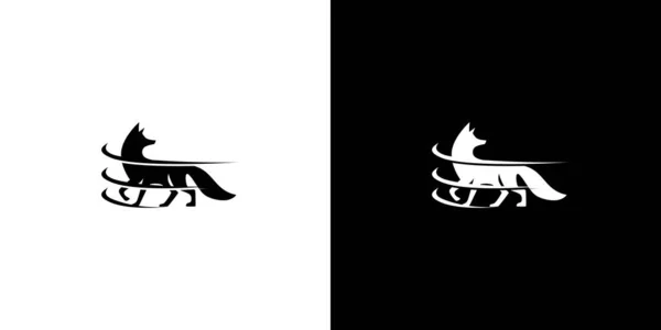 Kara Tilki Logosu Modern Eğlence Dünyası Için Uygun — Stok Vektör