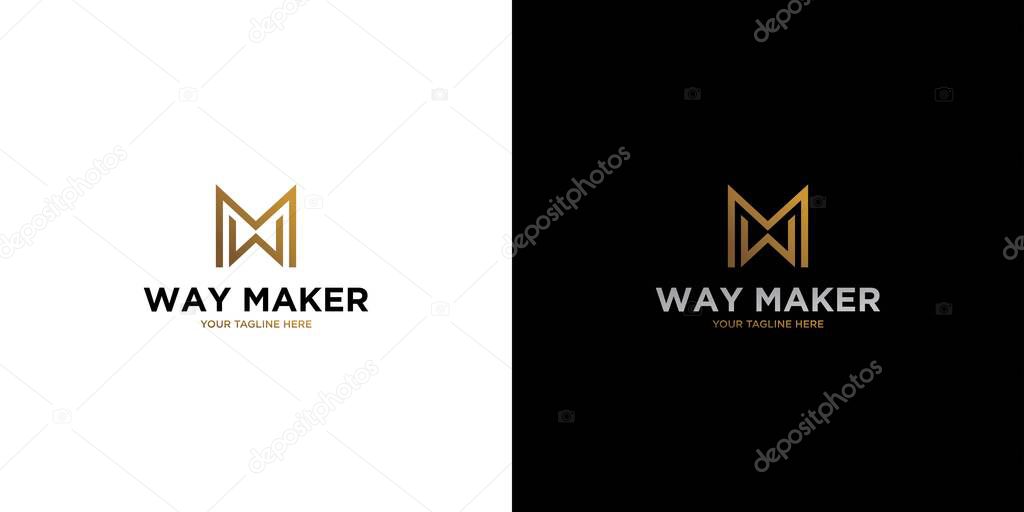 Modern and elegant, the WM letter initials logo design