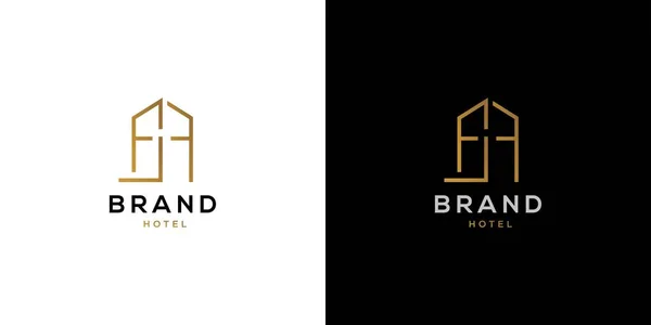 Fjf Logotipo Iniciais Hotel Moderno Luxuoso — Vetor de Stock