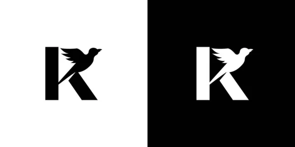 シンプルで魅力的な手紙K初期鳥のロゴデザイン — ストックベクタ