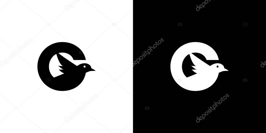 Simple and attractive letter G initial bird logo design