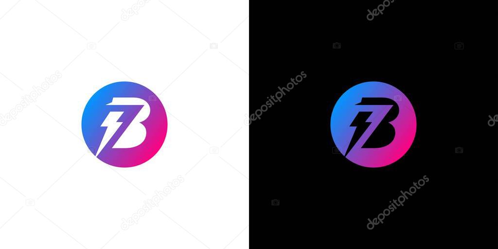 Modern and attractive letter B electric voltage logo design