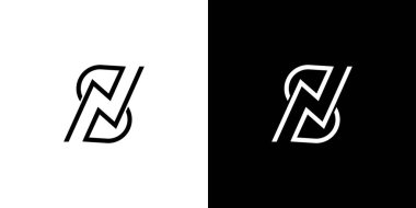 Modern ve benzersiz harf SN baş harfleri logo tasarımı