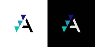 Eşsiz ve modern logo tasarımı A harfiyle bir merdiven simgesini birleştiriyor.