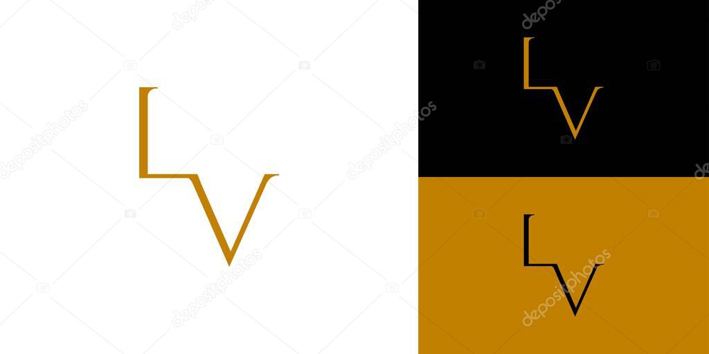 Elegant and luxurious LV letter initial logo design