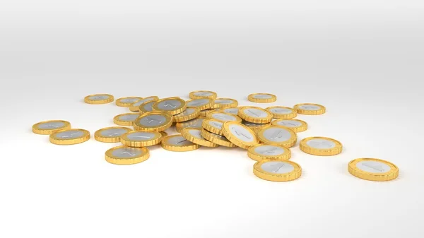 Montón de monedas en la mesa de escritorio — Foto de Stock