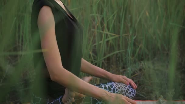 Hermosa joven mujer sana haciendo ejercicio de yoga — Vídeos de Stock