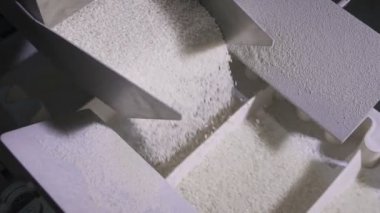 Modern bir otomatik makine eşit hisse içine pirinç sevgisi.