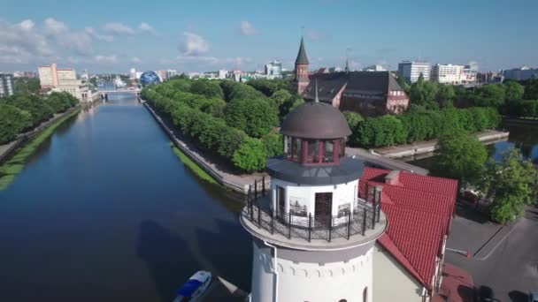 Vista aérea. Kaliningrado centro de la ciudad en Rusia. — Vídeo de stock