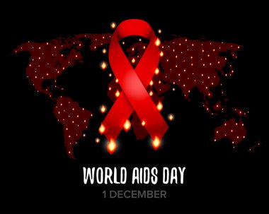 Red ribbon of aids awareness  clipart