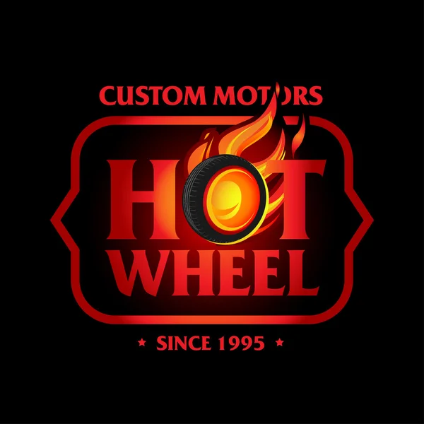 Hot Wheel in Fire flame Logo — Stock Vector