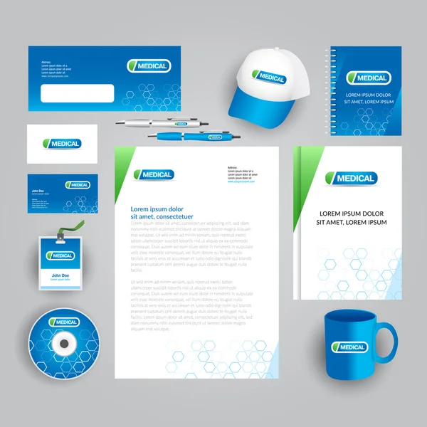 Corporate Identity Vorlage mit medizinischem Logo — Stockvektor