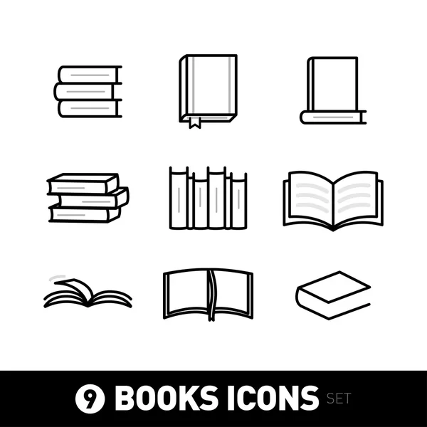 9 Book Icons — Stock Vector