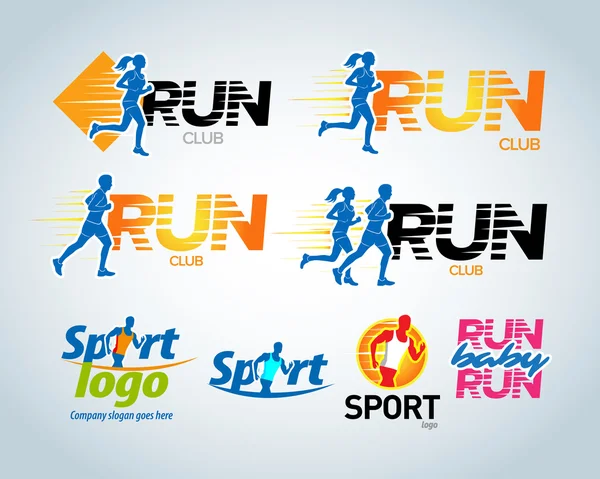 Club deportivo, etiquetas de club de running — Archivo Imágenes Vectoriales