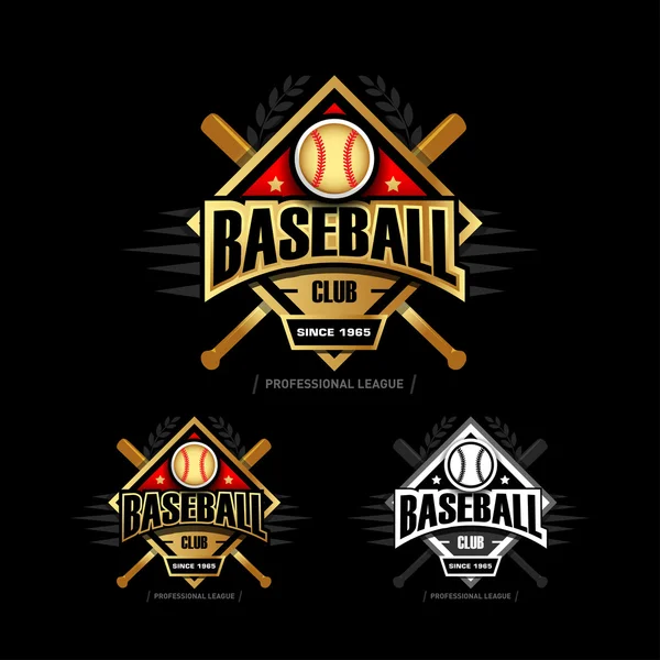 Golden Baseball sport badges — Stock Vector