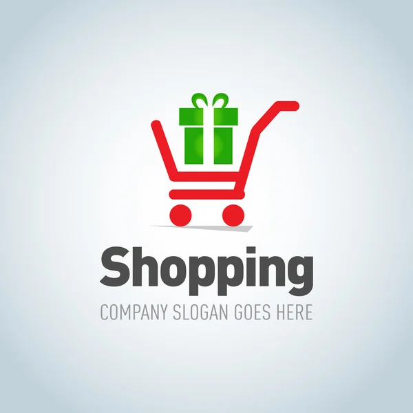 Shopping cart with present logo — Stock Vector