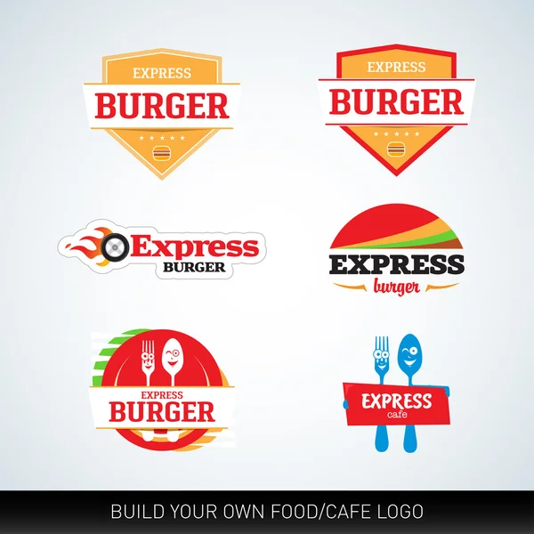 Logotipos de fast food e café — Vetor de Stock