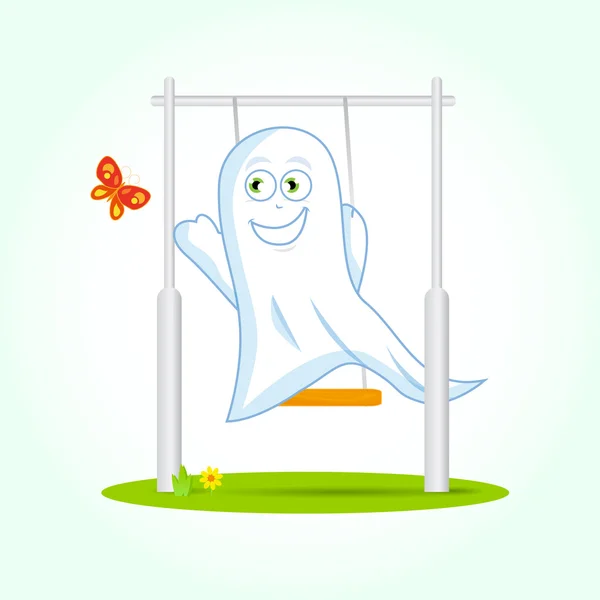 Fantôme mignon sur swing — Image vectorielle