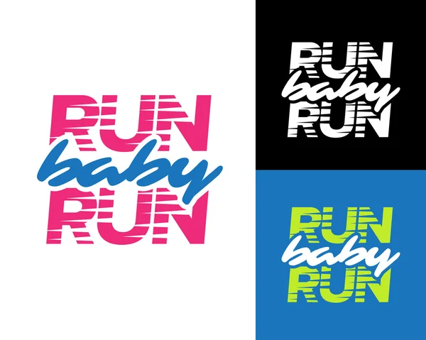 'Run baby run' corriendo tipografía — Archivo Imágenes Vectoriales