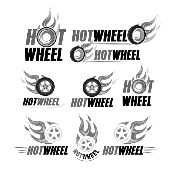 Hot wheel, Racing flat labels — Stock Vector