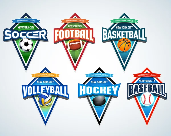 Sport team logo emblems — Stock Vector
