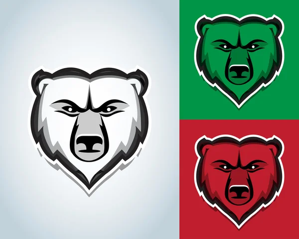 Mascotes de cabeça de urso — Vetor de Stock