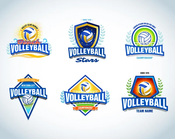 Voleybol logo şablonlar kümesi — Stok Vektör