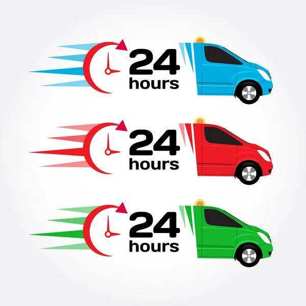 24 hours service emergency car — Stock Vector